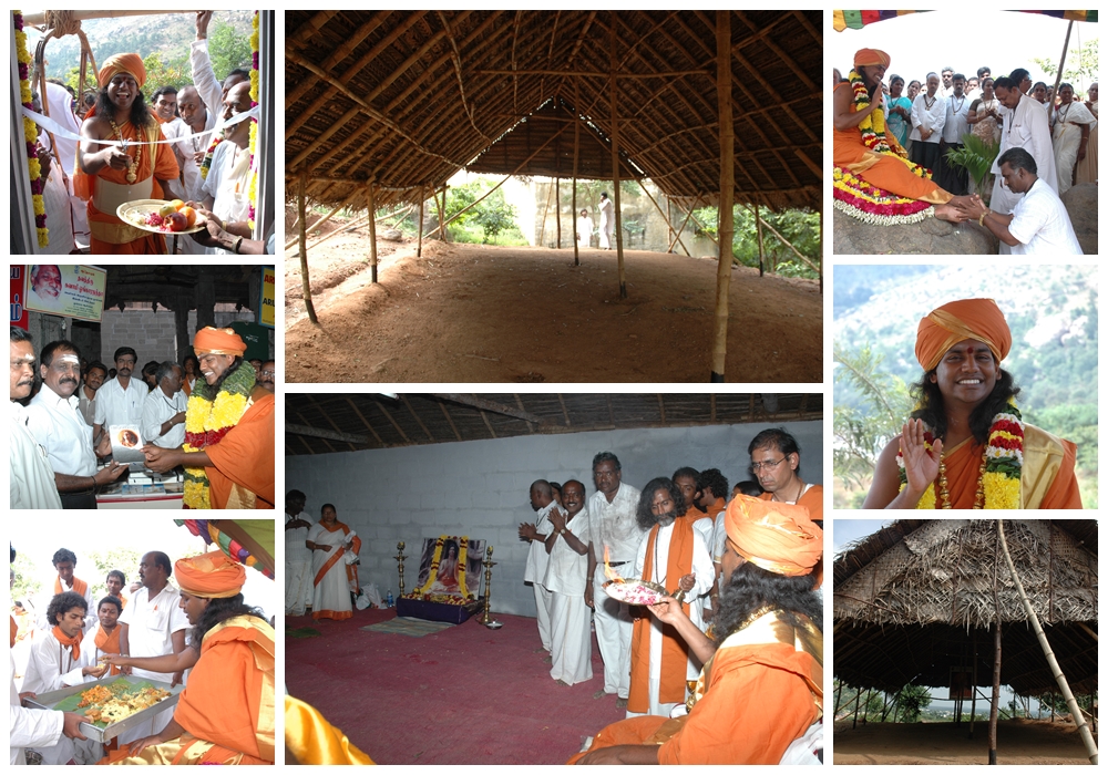 2006 – Huts and garden established in Pavazha Kundru, Paramahamsa Nithyananda inaugurates the building in Pavazha Kundru for yoga, meditation, anna daan, puja and spiritual discourses as per the ancient tradition of Sanatana Hindu Dharma After the inauguration, arati is being offered inside the building at Pavazha Kundru