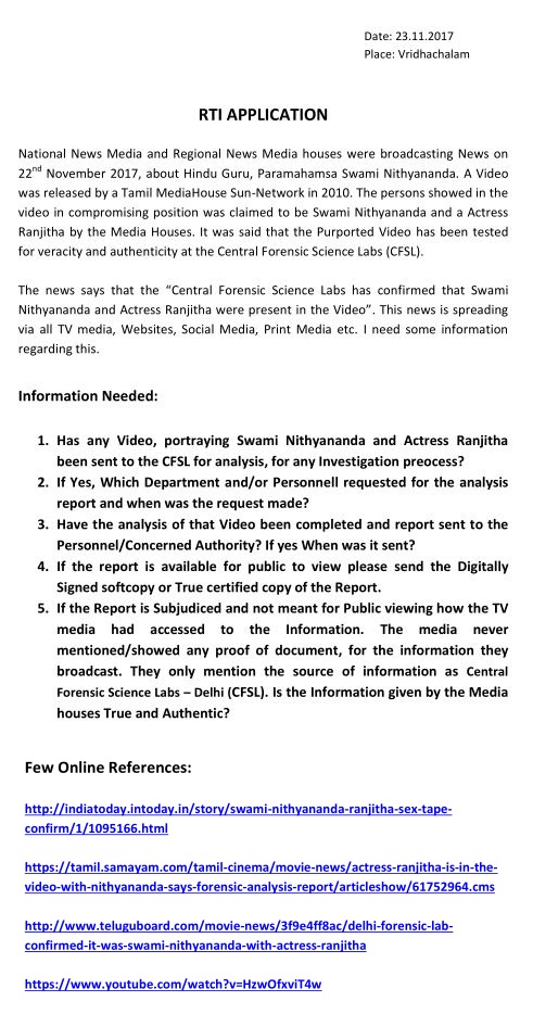rti application on fake news about cfsl report