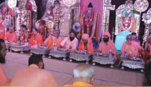 29. Bhandara, the ritualistic food ceremony with various spiritual leaders of the Akshada at the Kumbh Mela, Sept 2015